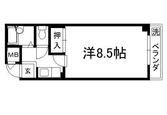 コスモハイツ新町Ⅱ(1K/3階)の間取り写真