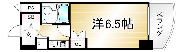 ジョイフル紫野(1K/9階)の間取り写真