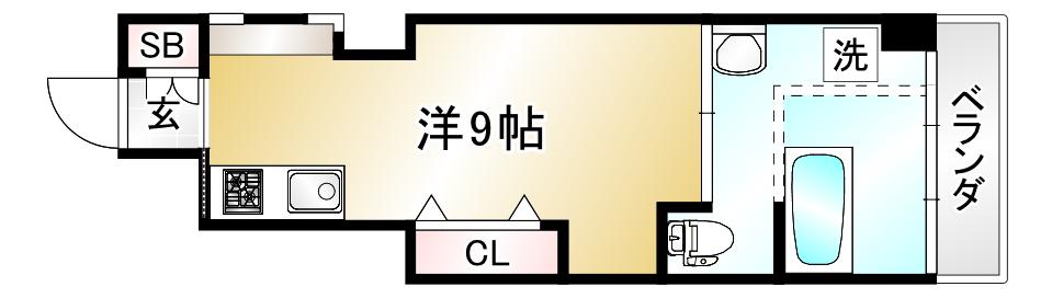 ブローニュかもがわ(ワンルーム/6階)の間取り写真