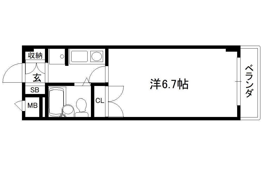 ヴィラ田辺2号館(1K/2階)の間取り写真
