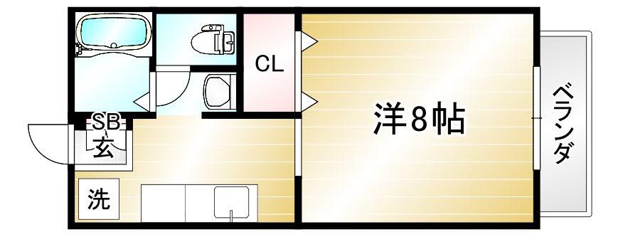 ドミール丸屋町(ワンルーム/1階)の間取り写真