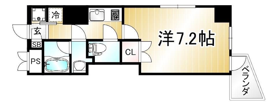 CQレジデンス京都御所西(1K/9階)の間取り写真