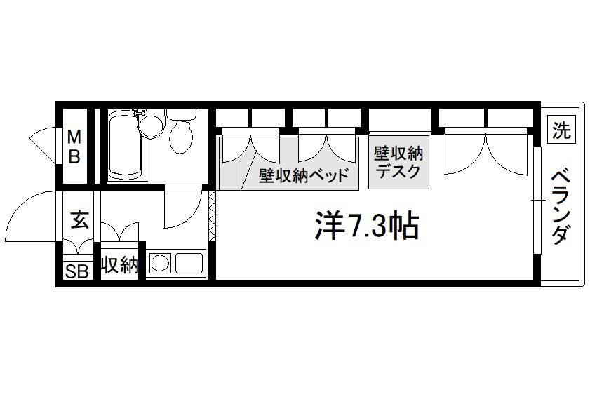 セレーネ田辺Ⅳ(1K/4階)の間取り写真