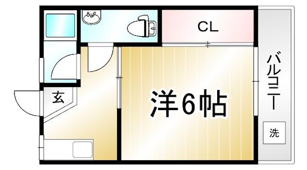 ハイツグリーン(1K/1階)の間取り写真