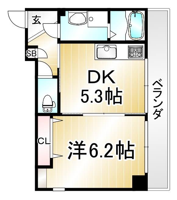 グリーンヒル塔ノ段(1DK/2階)の間取り写真