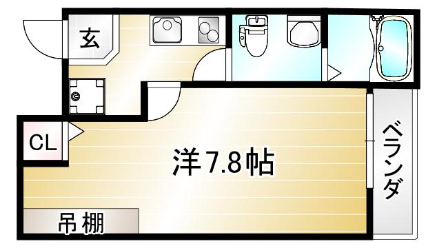 グラン堀川今出川(1K/4階)の間取り写真