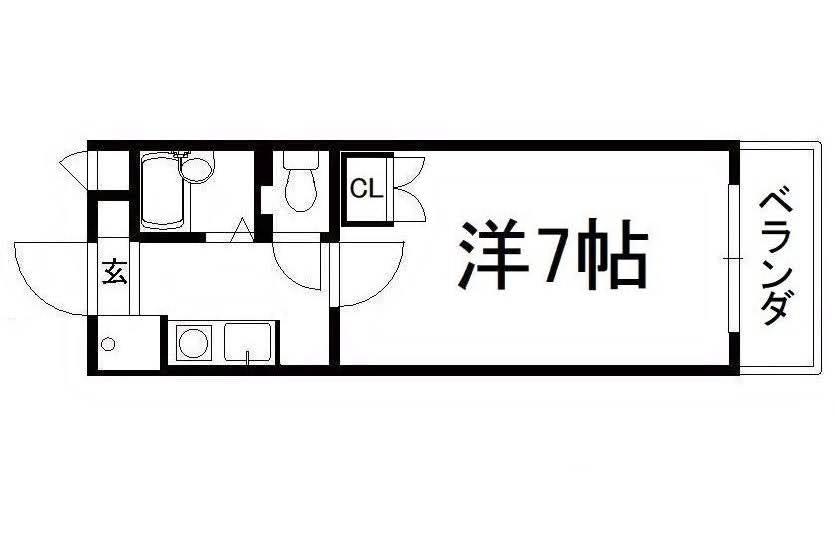 スカイハイツ三山木(1K/5階)の間取り写真