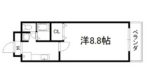 ハウスセゾン四条通(1K/5階)の間取り写真