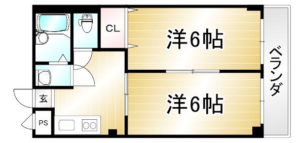 スパークルハイツ(2DK/2階)の間取り写真