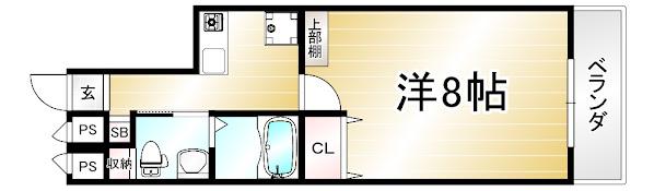 GLADVIS御所西(1K/3階)の間取り写真