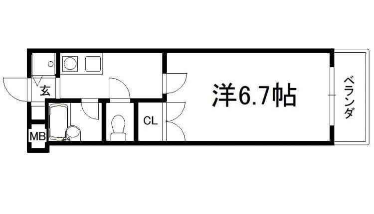 ハーベストコート二条(1K/3階)の間取り写真