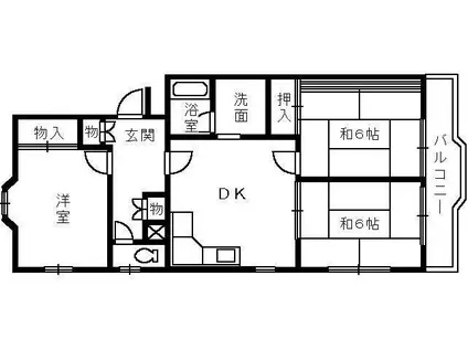 マンションミワ1号館(2LDK/1階)の間取り写真