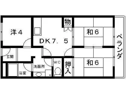 エステートハイツ(3DK/2階)の間取り写真