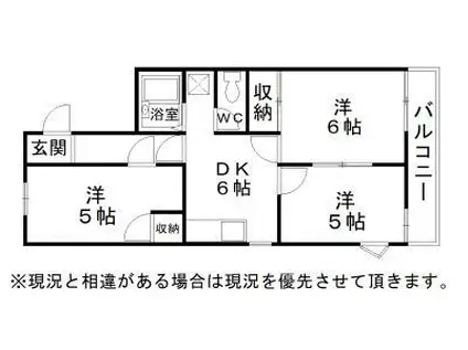 プレジデントハイツ東岸和田(3DK/2階)の間取り写真