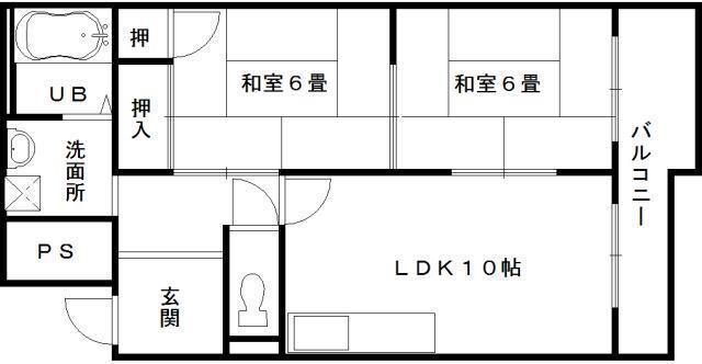 RIZE ONE岸和田 西 レジデンス北館(2LDK/1階)の間取り写真