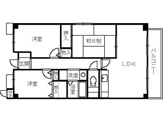 クレアール小松里(3LDK/4階)の間取り写真