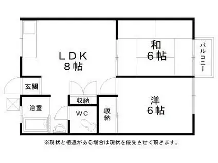 KRS旭(2DK/2階)の間取り写真