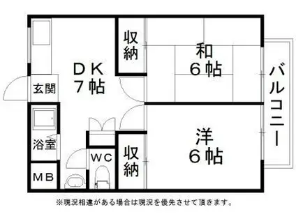KRS旭(2DK/2階)の間取り写真