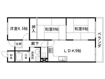 ホワイトウェル(3LDK/1階)の間取り写真