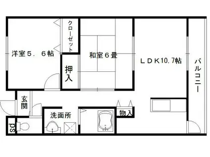 RIZE ONE岸和田 西 レジデンス南館(2LDK/3階)の間取り写真