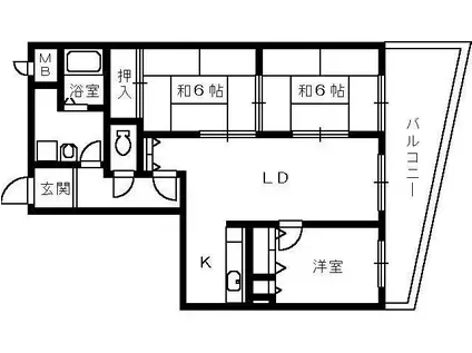 アグレーブル貝塚(3LDK/2階)の間取り写真