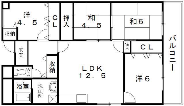 プリムローズ岸和田(4LDK/1階)の間取り写真