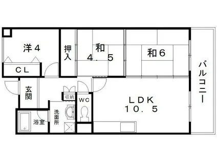 プリムローズ岸和田(3LDK/2階)の間取り写真