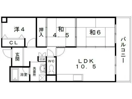 プリムローズ岸和田(3LDK/3階)の間取り写真