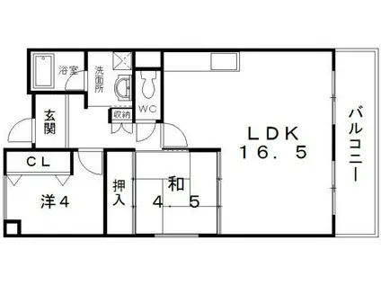 プリムローズ岸和田(2LDK/4階)の間取り写真