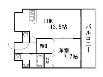 クリスタルエレガンス・ウエスト(1LDK/8階)の間取り写真
