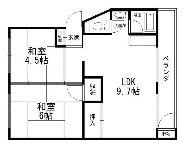 コープ泉風苑(2LDK/4階)の間取り写真