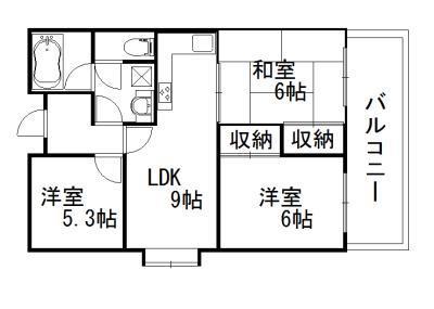 ヒュース泉大津(3LDK/5階)の間取り写真