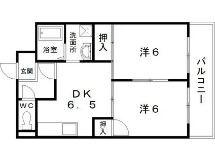 ホワイトオーク(2DK/5階)の間取り写真