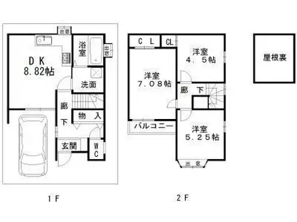 南海電鉄南海本線 春木駅 徒歩12分 2階建 築28年(3SDK)の間取り写真