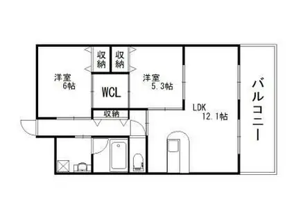 ボナール D.K(2LDK/2階)の間取り写真