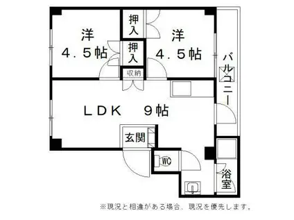 取石団地(2DK/2階)の間取り写真