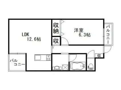 グランドレジデンス泉佐野駅前(1LDK/8階)の間取り写真