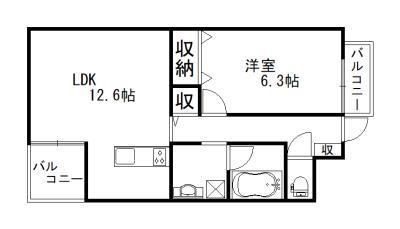 グランドレジデンス泉佐野駅前(1LDK/4階)の間取り写真