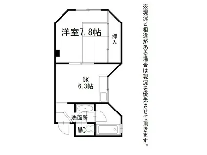 RIZEONE大和高田レジデンス(1DK/2階)の間取り写真