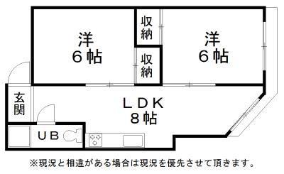 RIZEONE天神ノ森レジデンスB棟(2LDK/2階)の間取り写真