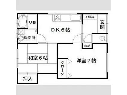 阪和線 東貝塚駅 徒歩16分 1階建 築40年(2DK)の間取り写真