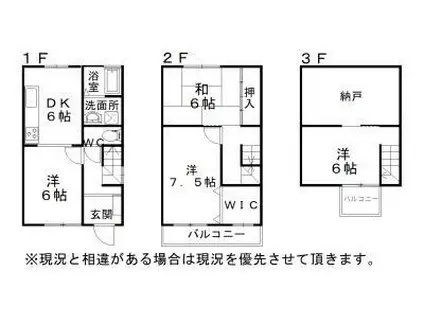 南海電鉄南海本線 和泉大宮駅 徒歩2分 3階建 築36年(4SDK)の間取り写真