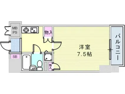 山陽本線 新長田駅 徒歩3分 11階建 築34年(1K/11階)の間取り写真