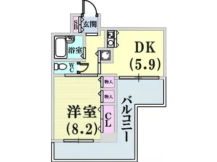 山陽本線 兵庫駅 徒歩5分 12階建 築32年(1DK/3階)の間取り写真