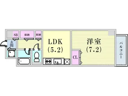 神戸市西神山手線 長田駅(神戸市営) 徒歩3分 4階建 築25年(1DK/3階)の間取り写真