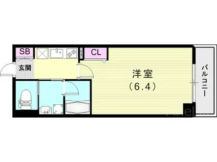 阪急電鉄神戸線 春日野道駅(阪急) 徒歩5分 8階建 築1年(1K/3階)の間取り写真