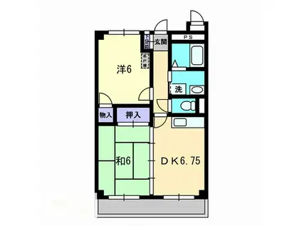 メゾン・ド・屋島Ⅱ(2DK/1階)の間取り写真