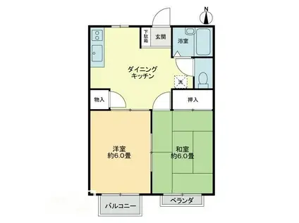 フォブール森A(2DK/2階)の間取り写真