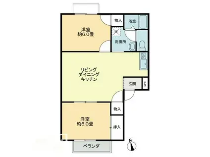 フォブール吉峰ⅡB(2LDK/1階)の間取り写真