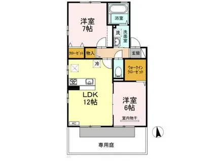 TSスクエアD棟(2LDK/1階)の間取り写真